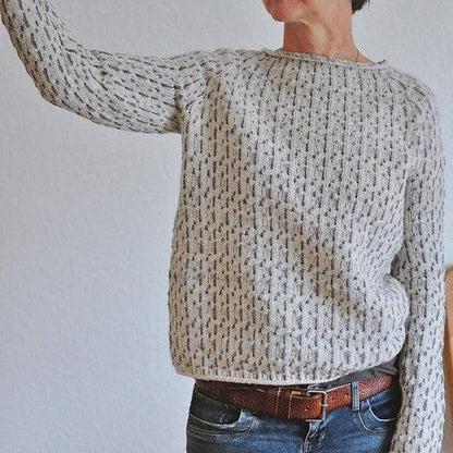 HANNELORE | Grauer Pullover mit weitem Ausschnitt