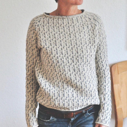 HANNELORE | Grauer Pullover mit weitem Ausschnitt