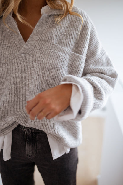 MARA | Grauer Strickpullover