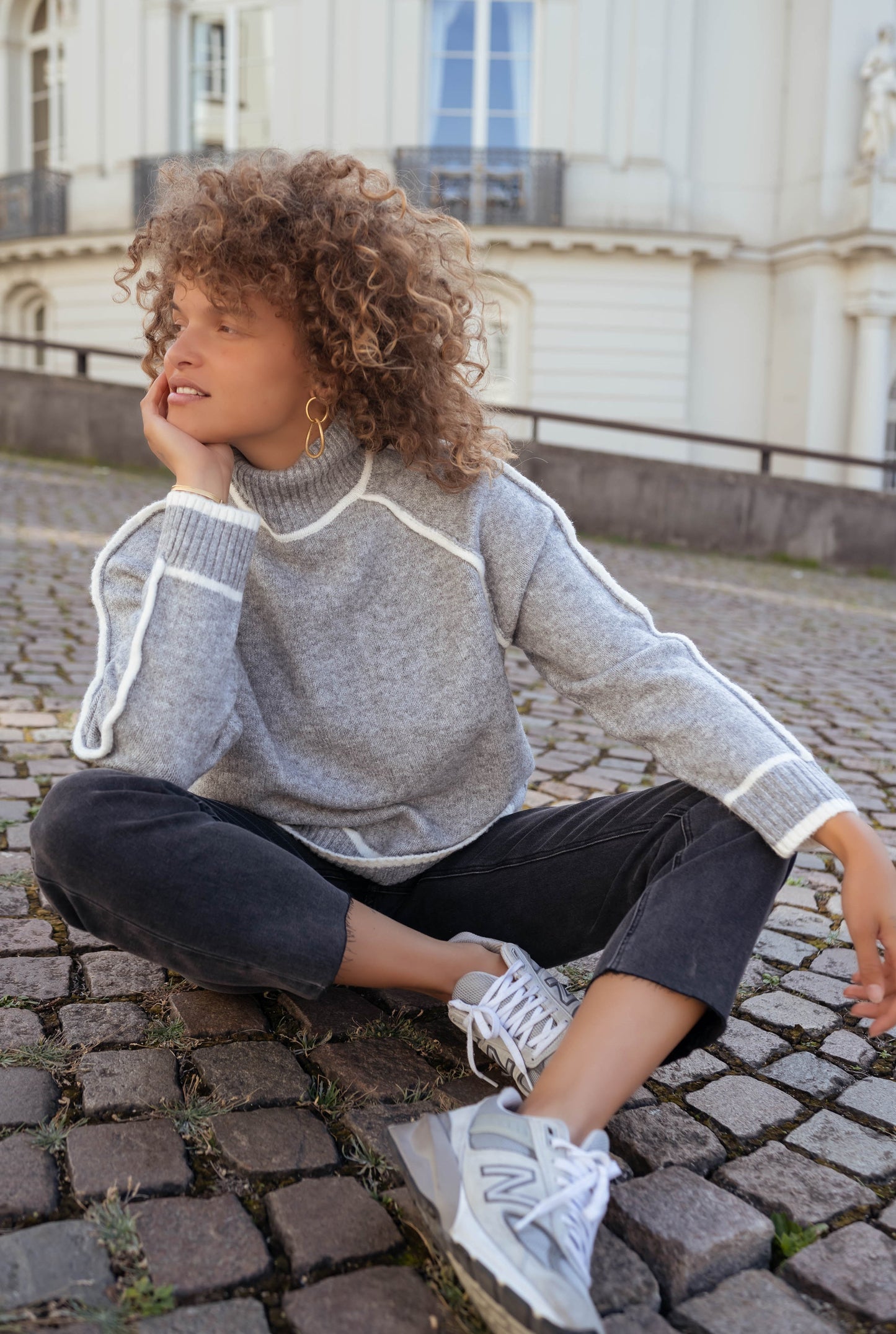 AMELIE | Grauer Strickpullover