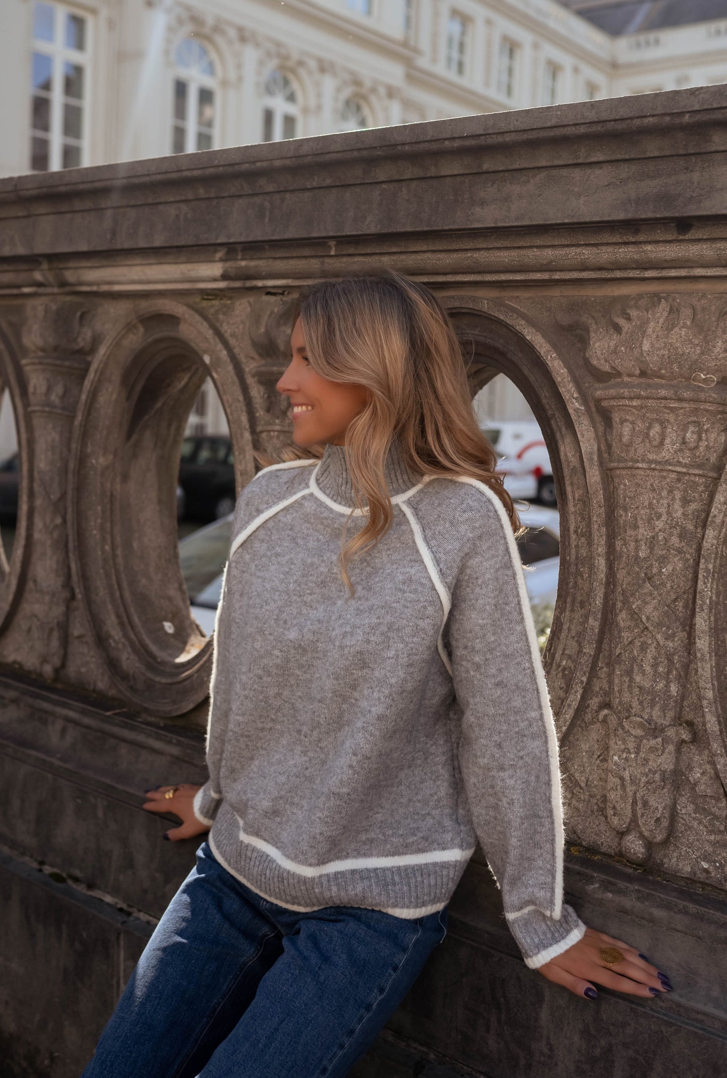 AMELIE | Grauer Strickpullover