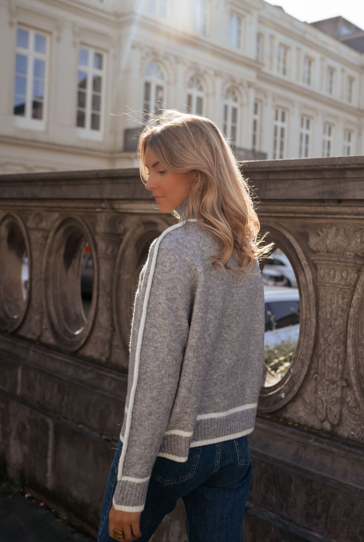 AMELIE | Grauer Strickpullover