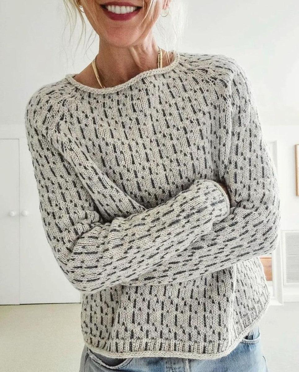 HANNELORE | Grauer Pullover mit weitem Ausschnitt