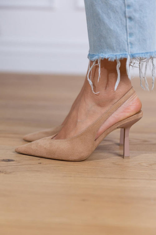 MARLENA | Nude Slingback-Pumps mit feinem Absatz