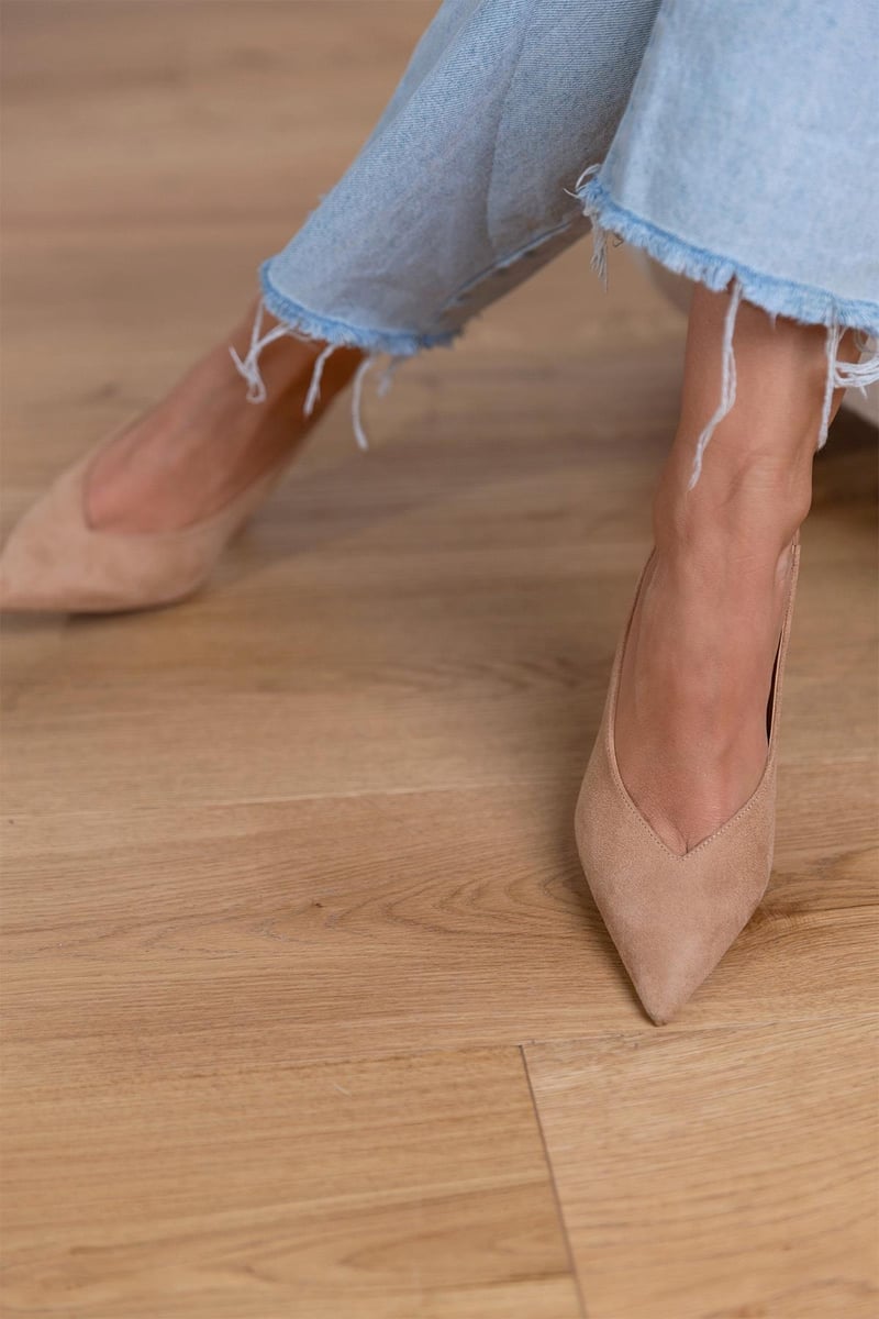MARLENA | Nude Slingback-Pumps mit feinem Absatz