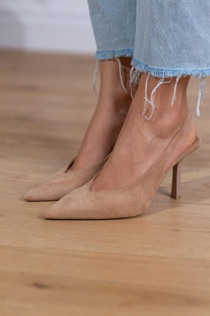 MARLENA | Nude Slingback-Pumps mit feinem Absatz